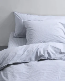 Suite 702 Linge De Lit-Duvet Cover Striped in Organic Cotton Bleu