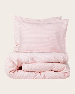 Suite 702 Linge De Lit-Duvet Cover Striped in Organic Cotton Rose