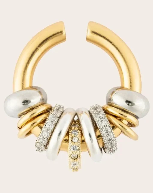Sigal Boucles D'Oreilles-Earcuff Eyelets Shiny Doré/Argenté