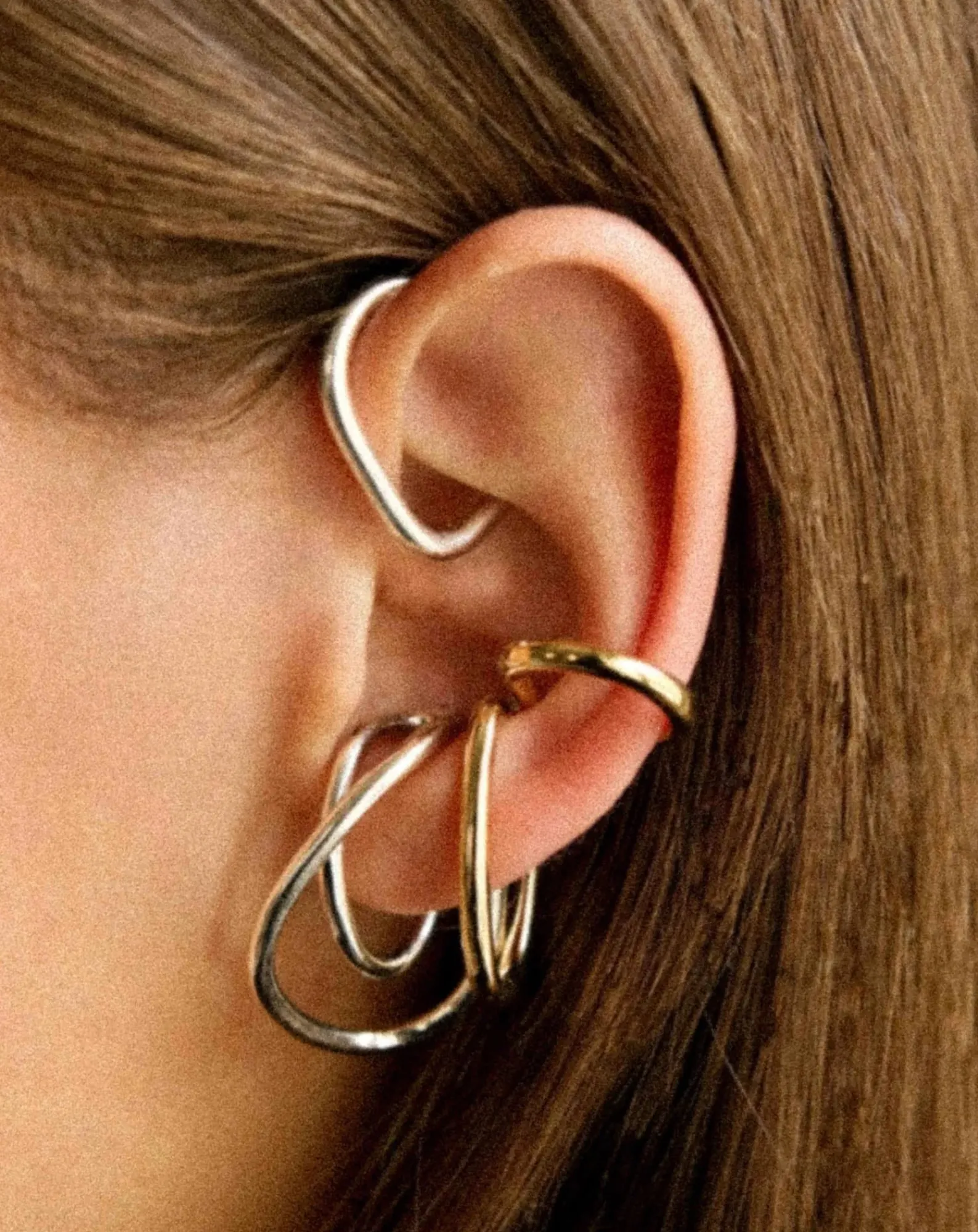Mayrena Boucles D'Oreilles-Earcuff gauche Shell en plaqué or Doré