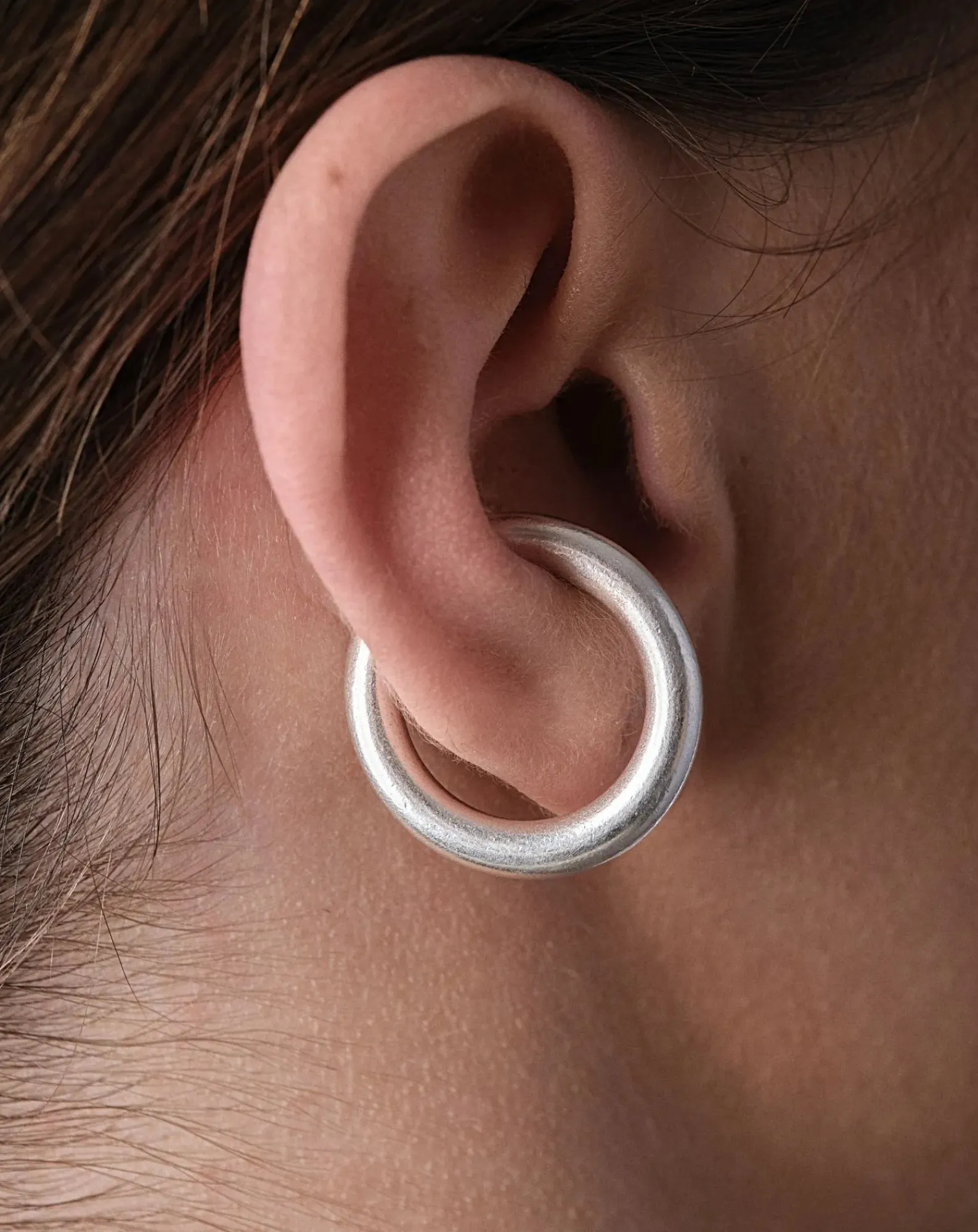 Sigal Boucles D'Oreilles-Earcuff Hoop Argenté