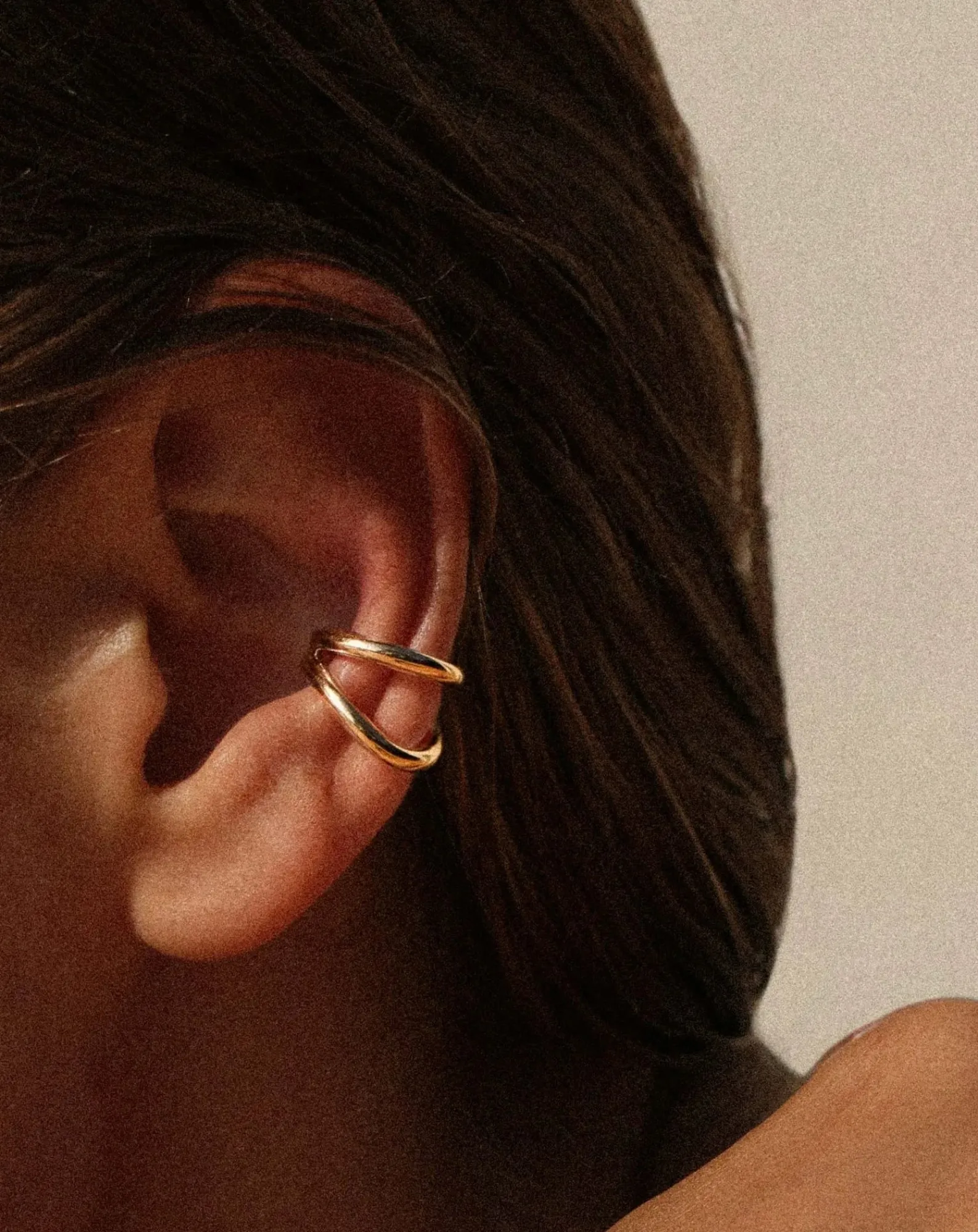Mayrena Boucles D'Oreilles-Earcuff mini Echo en plaqué or Doré