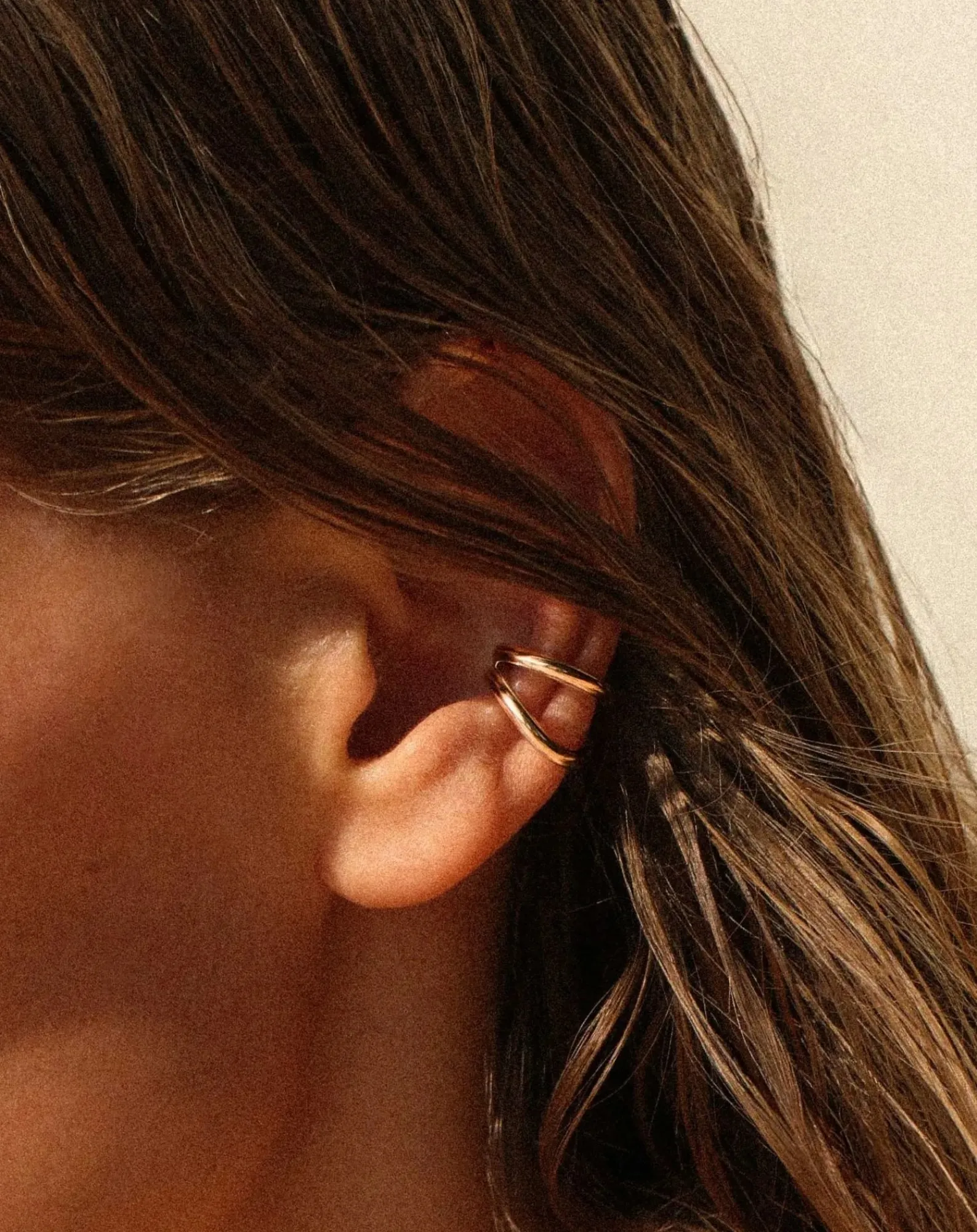Mayrena Boucles D'Oreilles-Earcuff mini Echo en plaqué or Doré