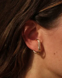Mayrena Boucles D'Oreilles-Earcuff vertical Memphis en plaqué or Doré