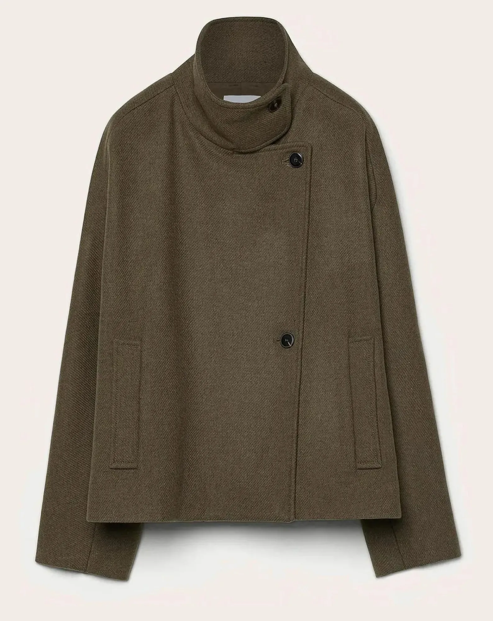 Pomandère Vestes, Manteaux-Felt Wool Coat Vert mousse