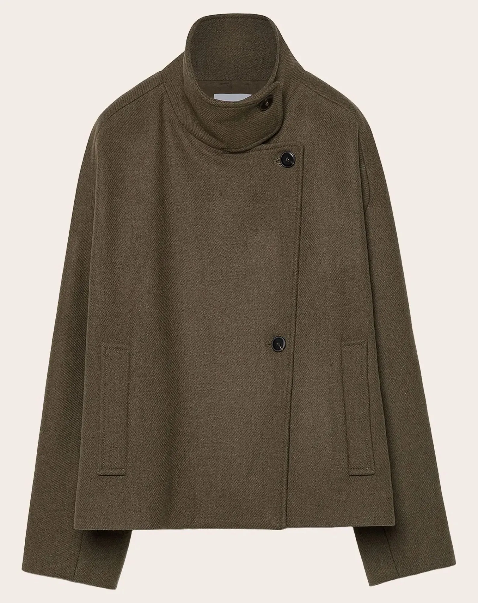 Pomandère Vestes, Manteaux-Felt Wool Coat Vert mousse