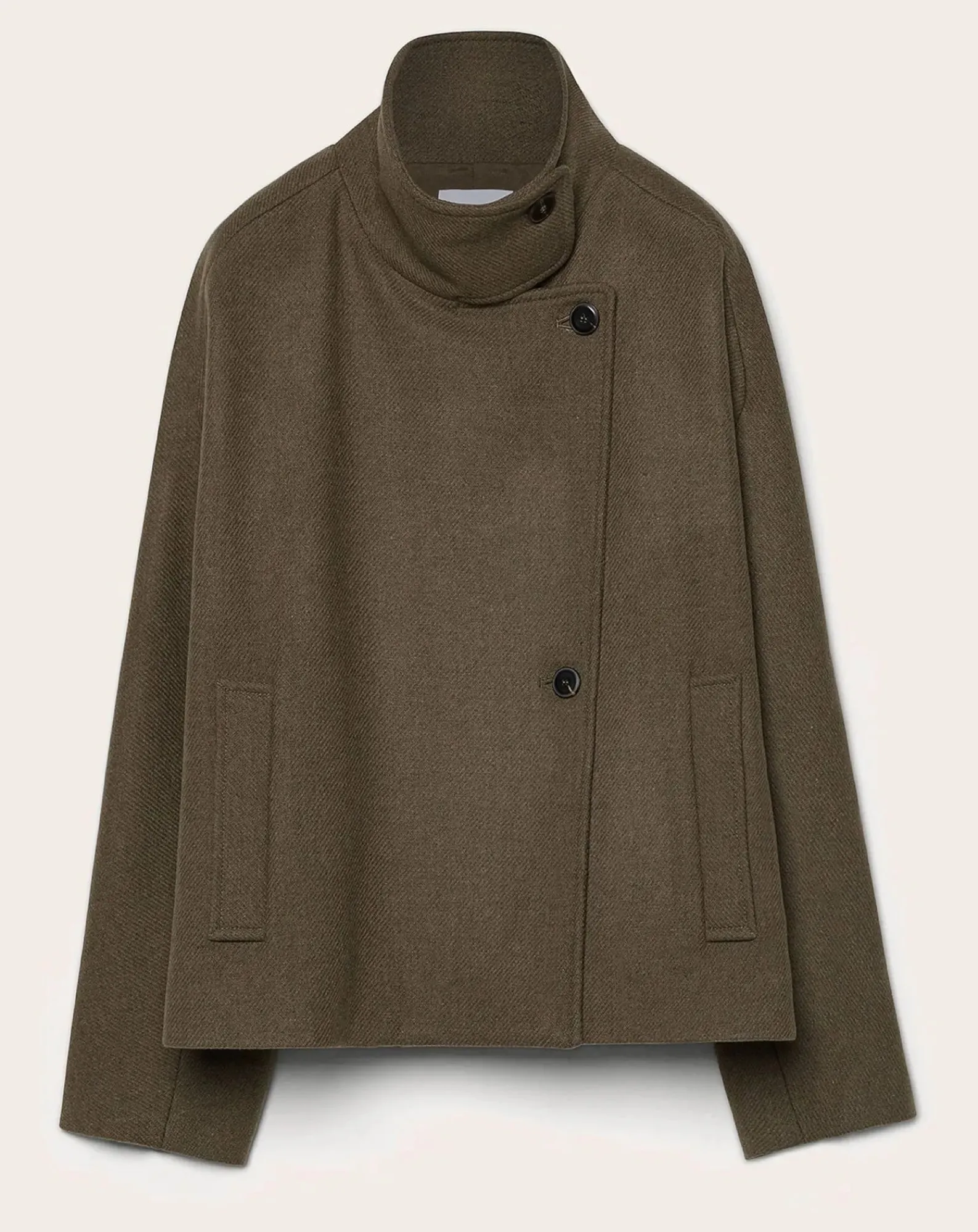 Pomandère Vestes, Manteaux-Felt Wool Coat Vert mousse