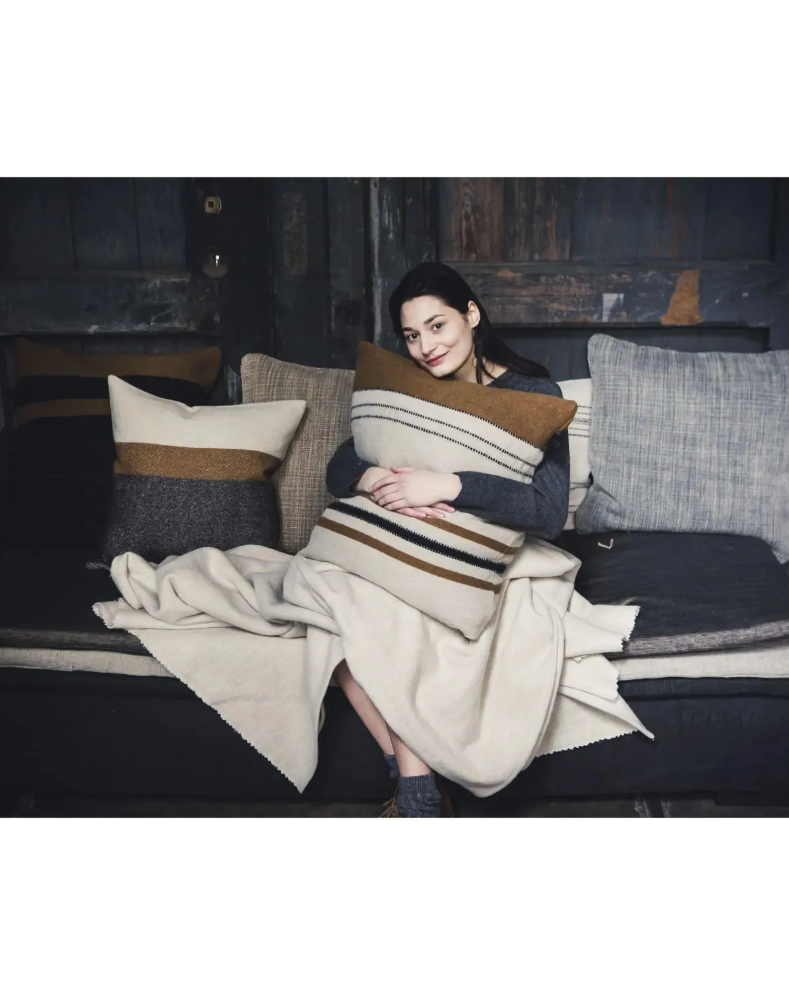 Libeco Plaids, Couvertures-Foundry Throw Gris foncé
