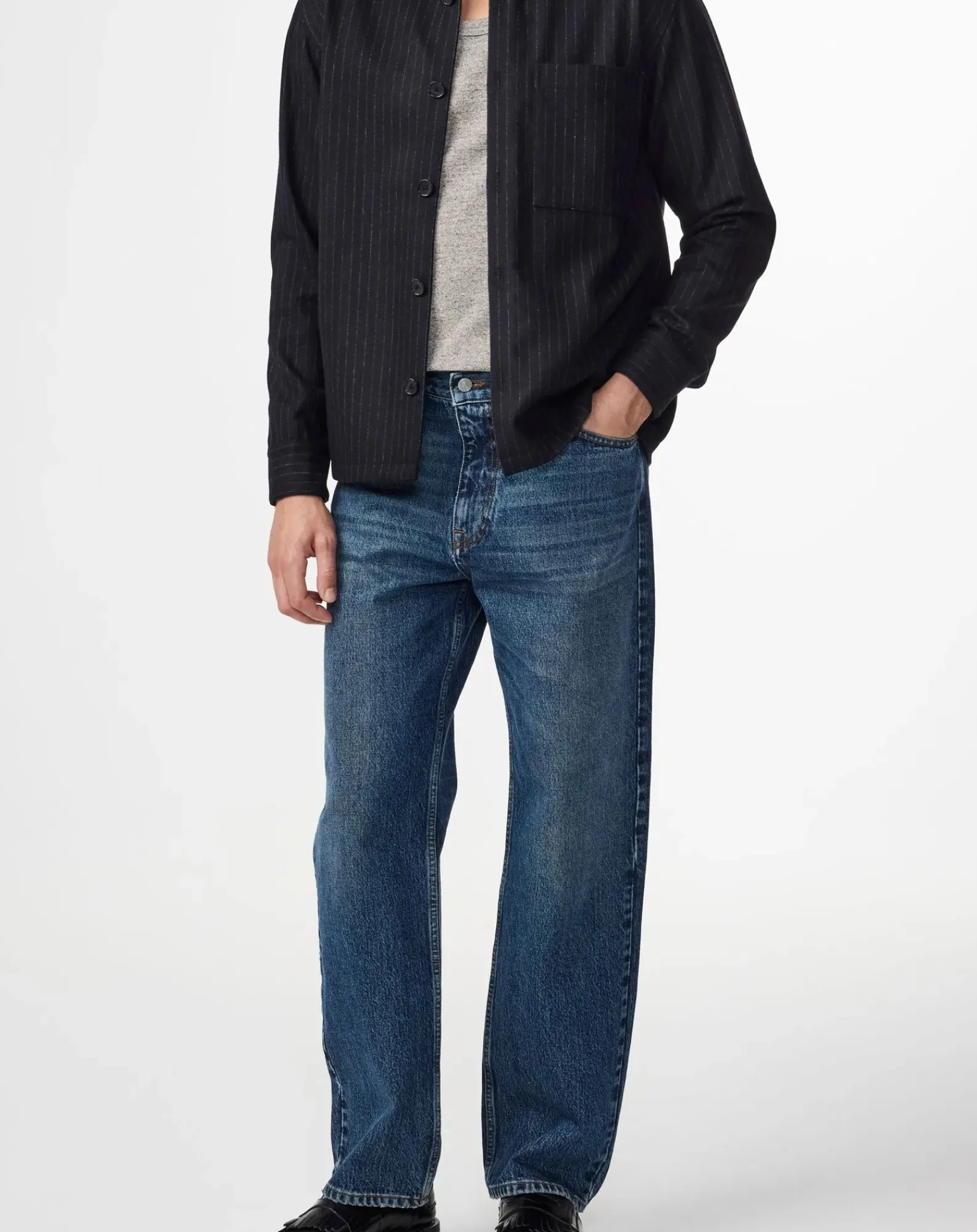 NN.07 Chemises-Freddy 1630 Recycled Wool Shirt Bleu foncé