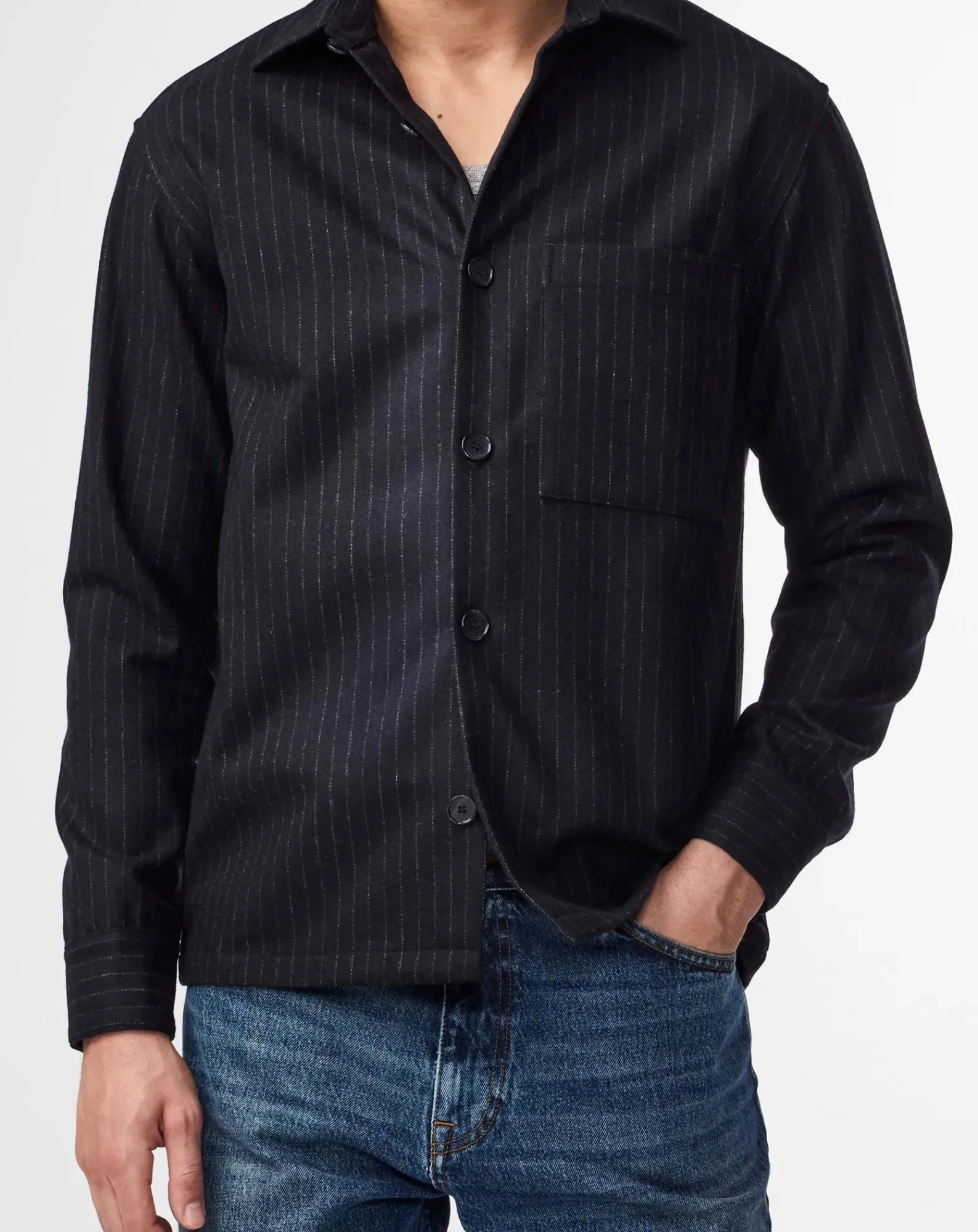 NN.07 Chemises-Freddy 1630 Recycled Wool Shirt Bleu foncé
