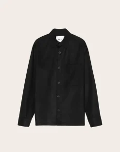 NN.07 Chemises-Freddy 1630 Recycled Wool Shirt Noir