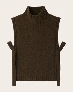 Soeur Pulls, Gilets-Gold Virgin Wool Sleeveless Sweater Vert kaki chiné