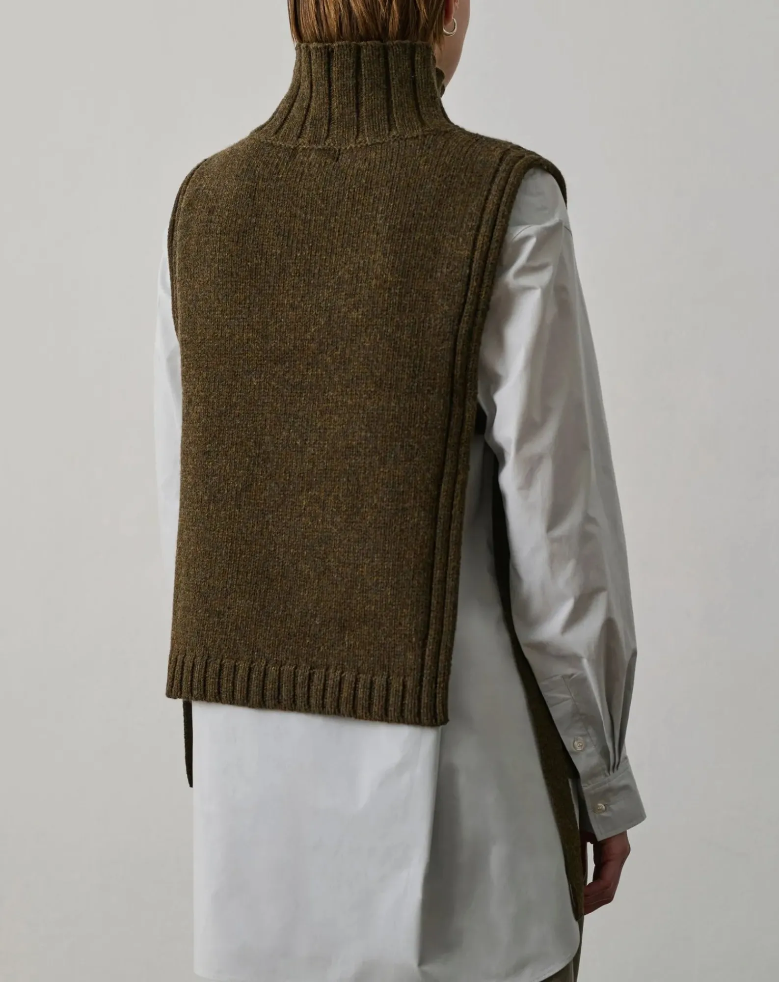 Soeur Pulls, Gilets-Gold Virgin Wool Sleeveless Sweater Vert kaki chiné