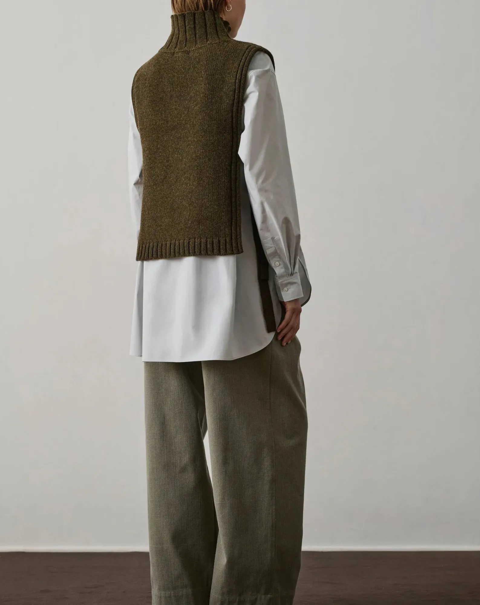 Soeur Pulls, Gilets-Gold Virgin Wool Sleeveless Sweater Vert kaki chiné