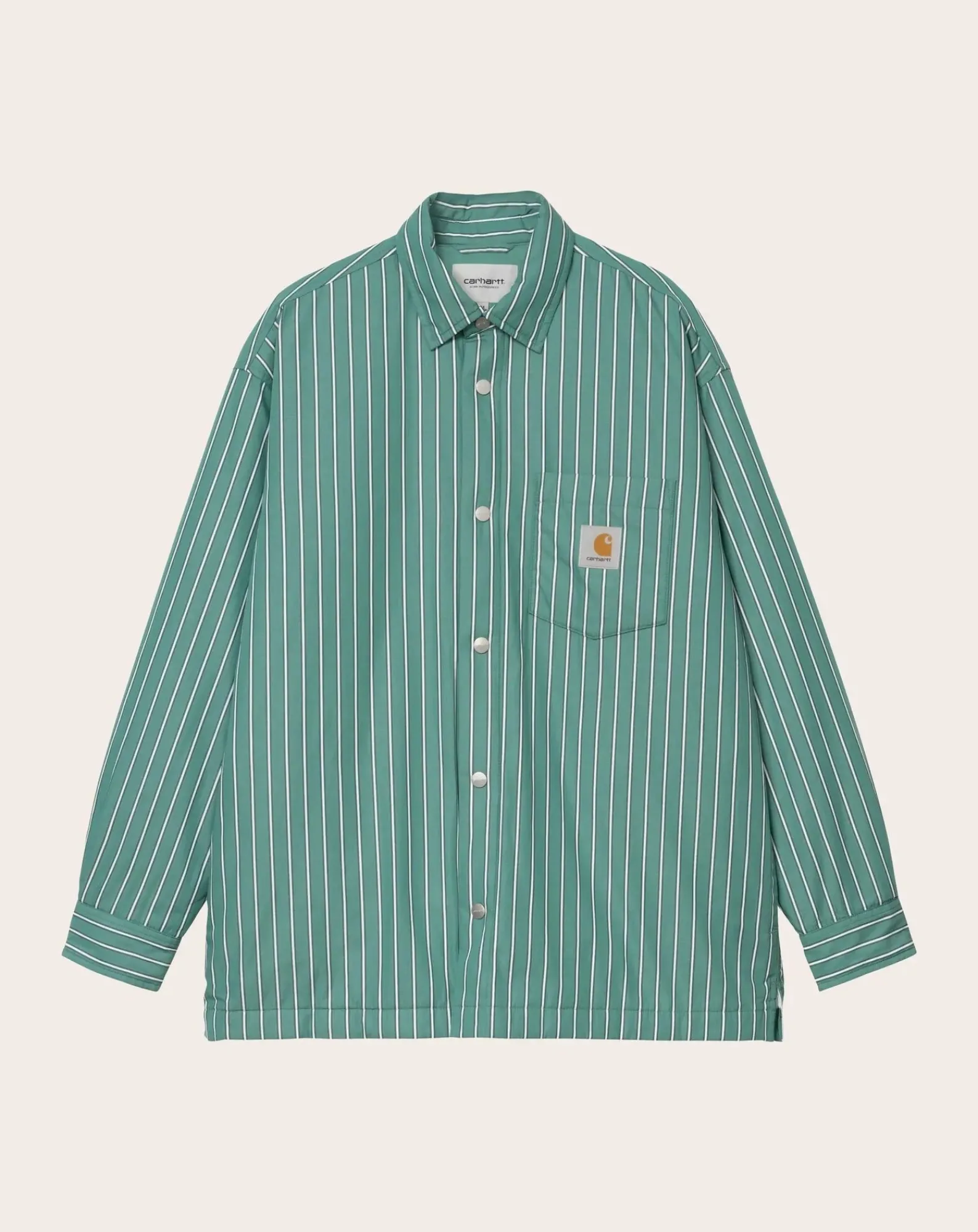 Carhartt WIP Chemises-Grimsby Stripe Cotton Poplin Overshirt Vert