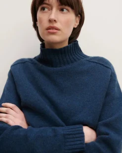 Bompard Pulls, Gilets-Hammer Neck Sweater Cashmere Bleu marine