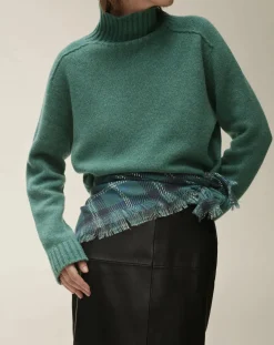 Bompard Pulls, Gilets-Hammer Neck Sweater Cashmere Vert Cèdre