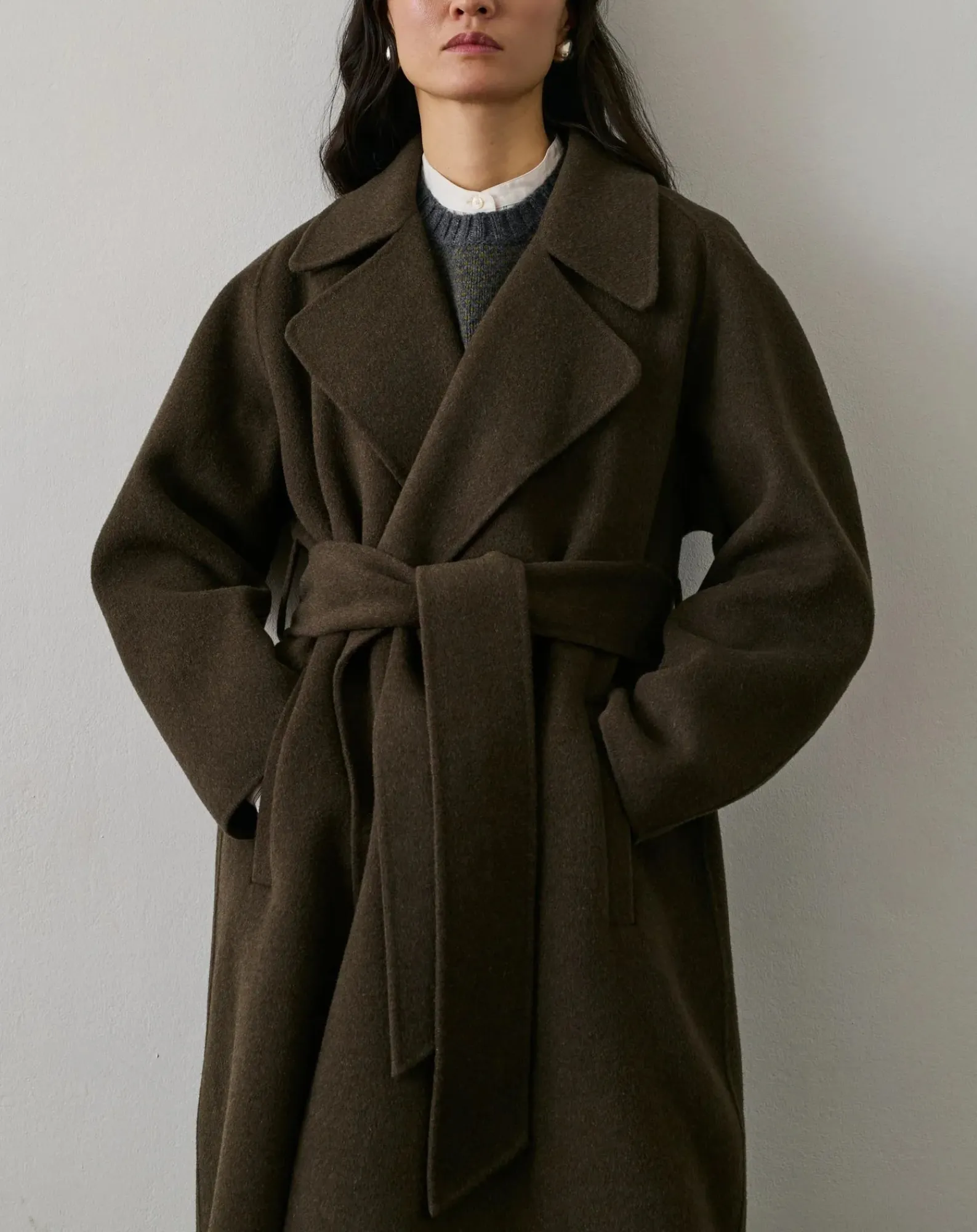 Soeur Vestes, Manteaux-Harvard Coat Wool Brun kaki