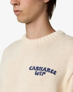 Carhartt WIP Pulls, Gilets-Helix Recycled Cotton Sweater Naturel