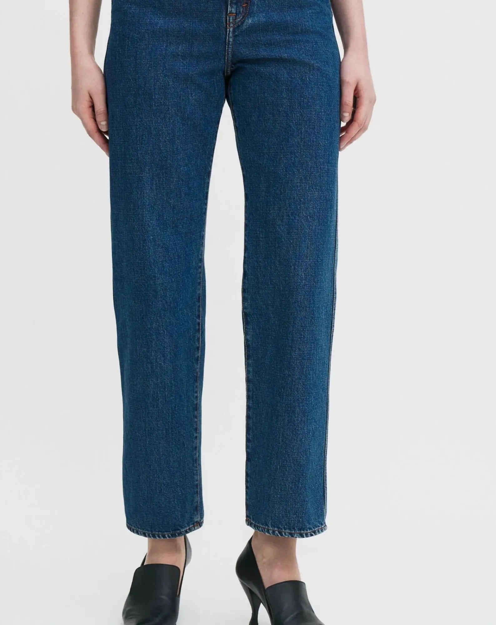 Filippa K Pantalons, Jeans-High Waisted Cropped Cotton Jeans Bleu Clair