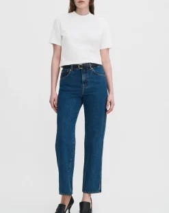 Filippa K Pantalons, Jeans-High Waisted Cropped Cotton Jeans Bleu Clair