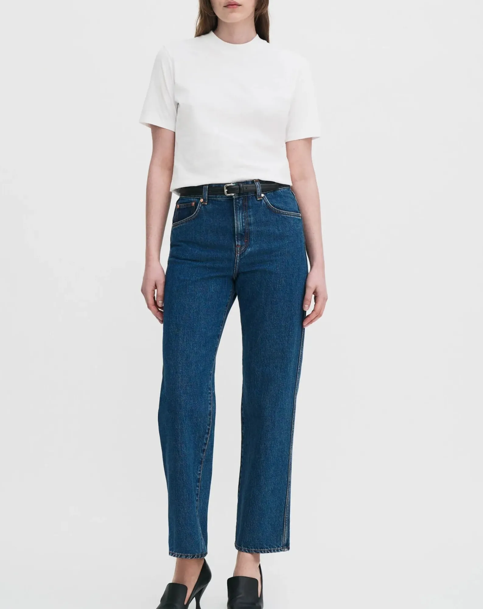 Filippa K Pantalons, Jeans-High Waisted Cropped Cotton Jeans Bleu Clair