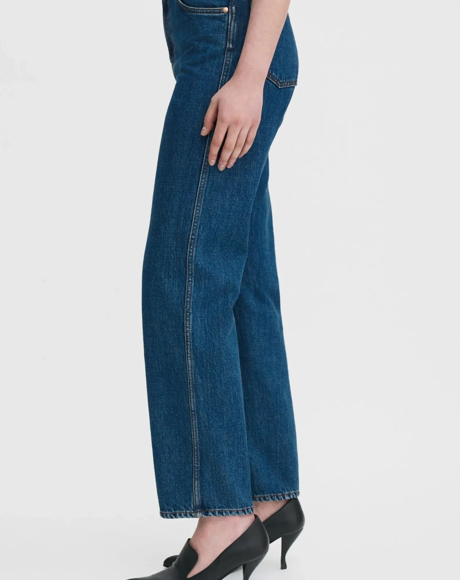 Filippa K Pantalons, Jeans-High Waisted Cropped Cotton Jeans Bleu Clair