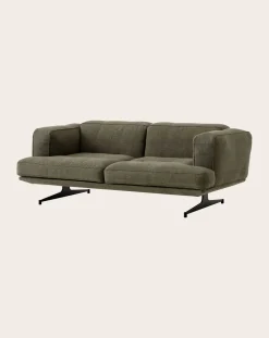 & Tradition Fauteuils, Canapés-Inland AV22 2-Seater Sofa, Black Base Vert kaki
