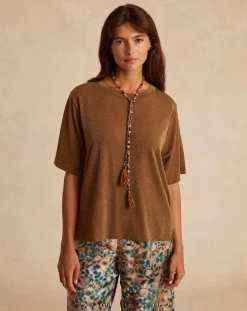 Momoni Tee-Shirts, Tops-Iora Metallic T-shirt Tabac