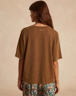 Momoni Tee-Shirts, Tops-Iora Metallic T-shirt Tabac