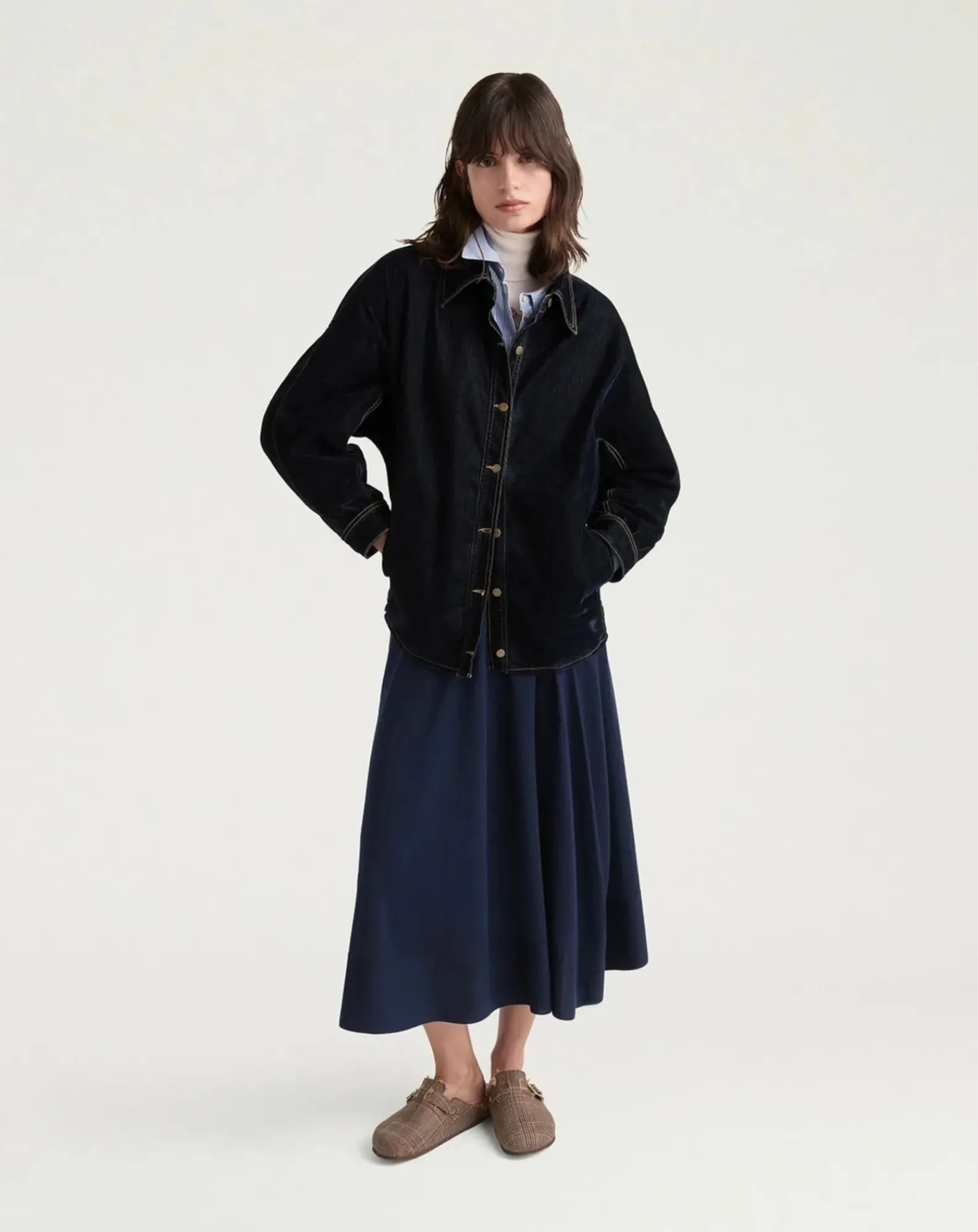 Momoni Robes, Jupes-Isla skirt Merino wool Bleu nuit