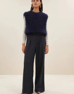 By Bar Pulls, Gilets-James Spencer Mohair Sleeveless Sweater Bleu nuit