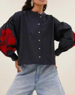 By Bar Blouses, Chemises-Janet blouse Bleu nuit