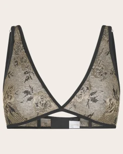 Momoni Lingerie, Chaussettes-Lady Bra Printed Metallic Vert kaki