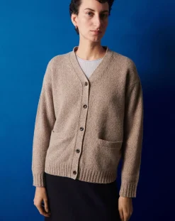 FUB Pulls, Gilets-Lambswool Cardigan - Women's Collection Beige chiné