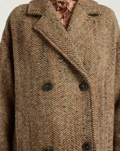 Momoni Vestes, Manteaux-Lancaster Herringbone Virgin Wool Coat Beige