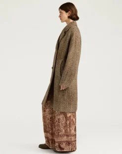 Momoni Vestes, Manteaux-Lancaster Herringbone Virgin Wool Coat Beige