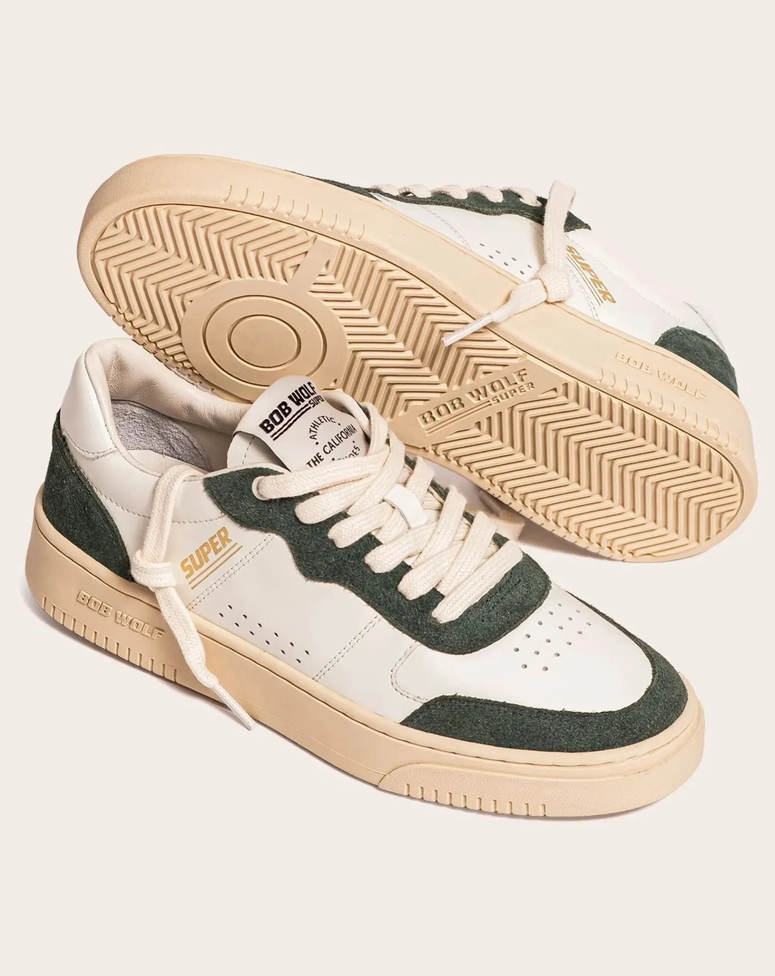 Bob Wolf Baskets-Legacy '76 Leather and Suede Sneakers Vert foncé