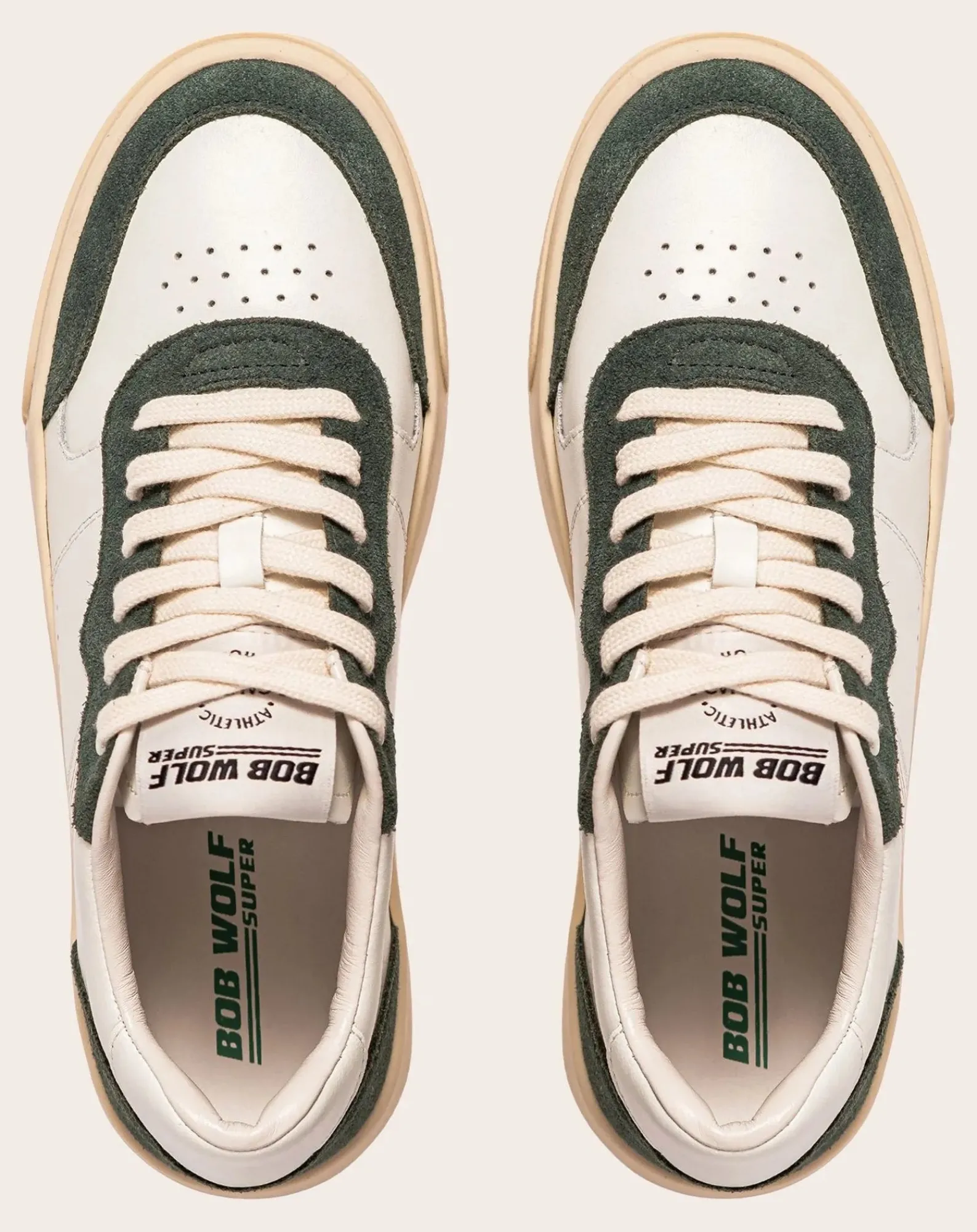 Bob Wolf Baskets-Legacy '76 Leather and Suede Sneakers Vert foncé