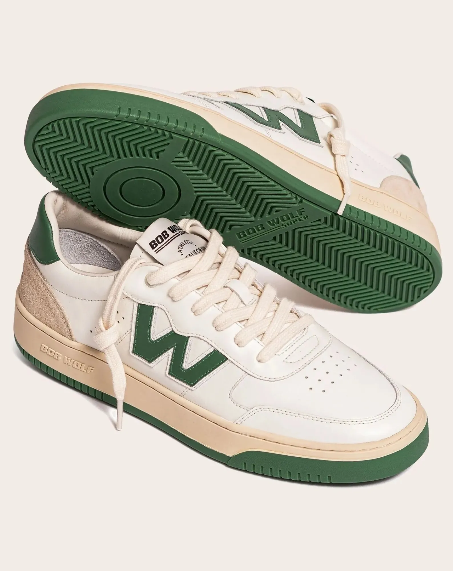 Bob Wolf Baskets-Legacy Leather and Suede Sneakers Vert