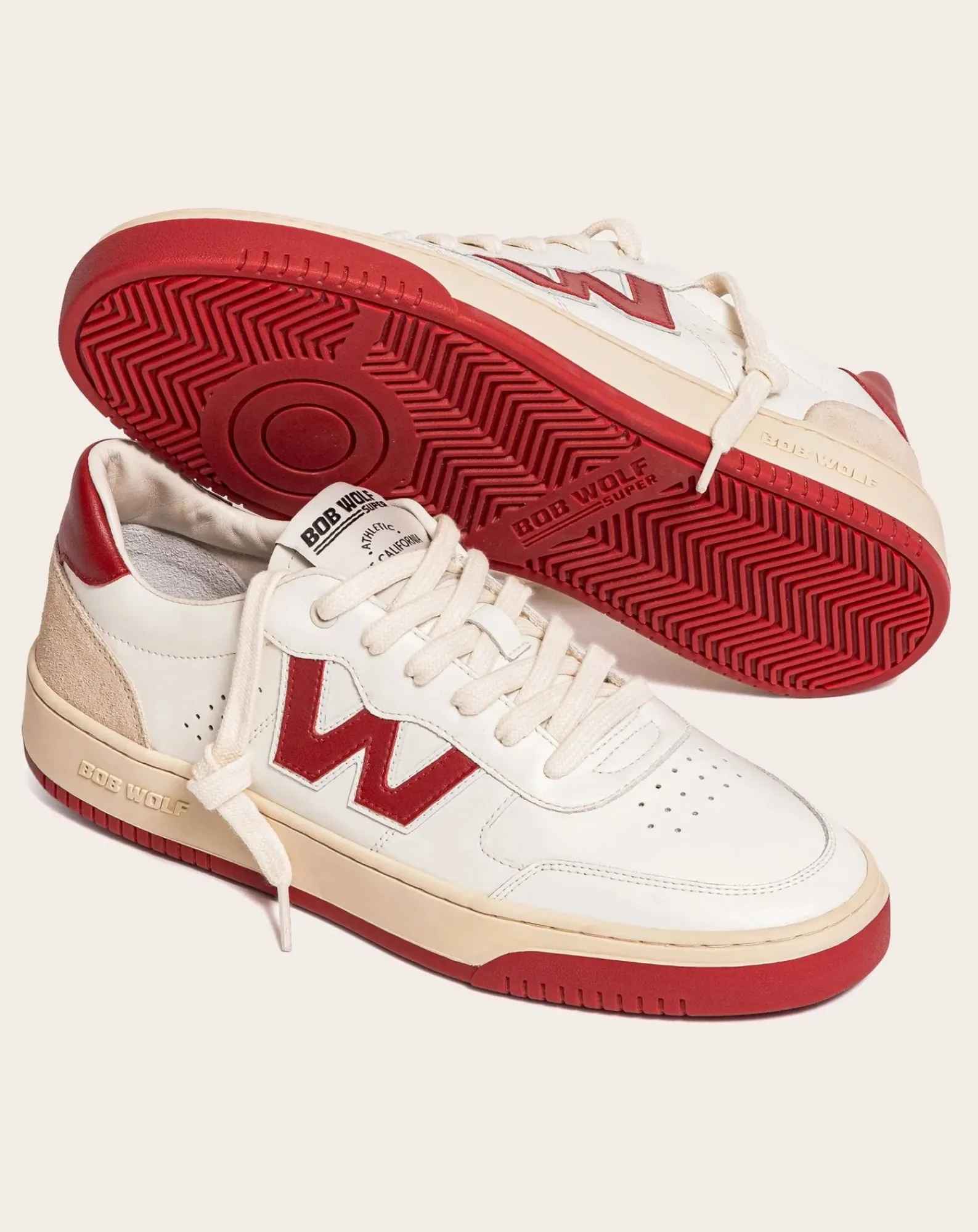 Bob Wolf Baskets-Legacy Leather and Suede Sneakers Rouge