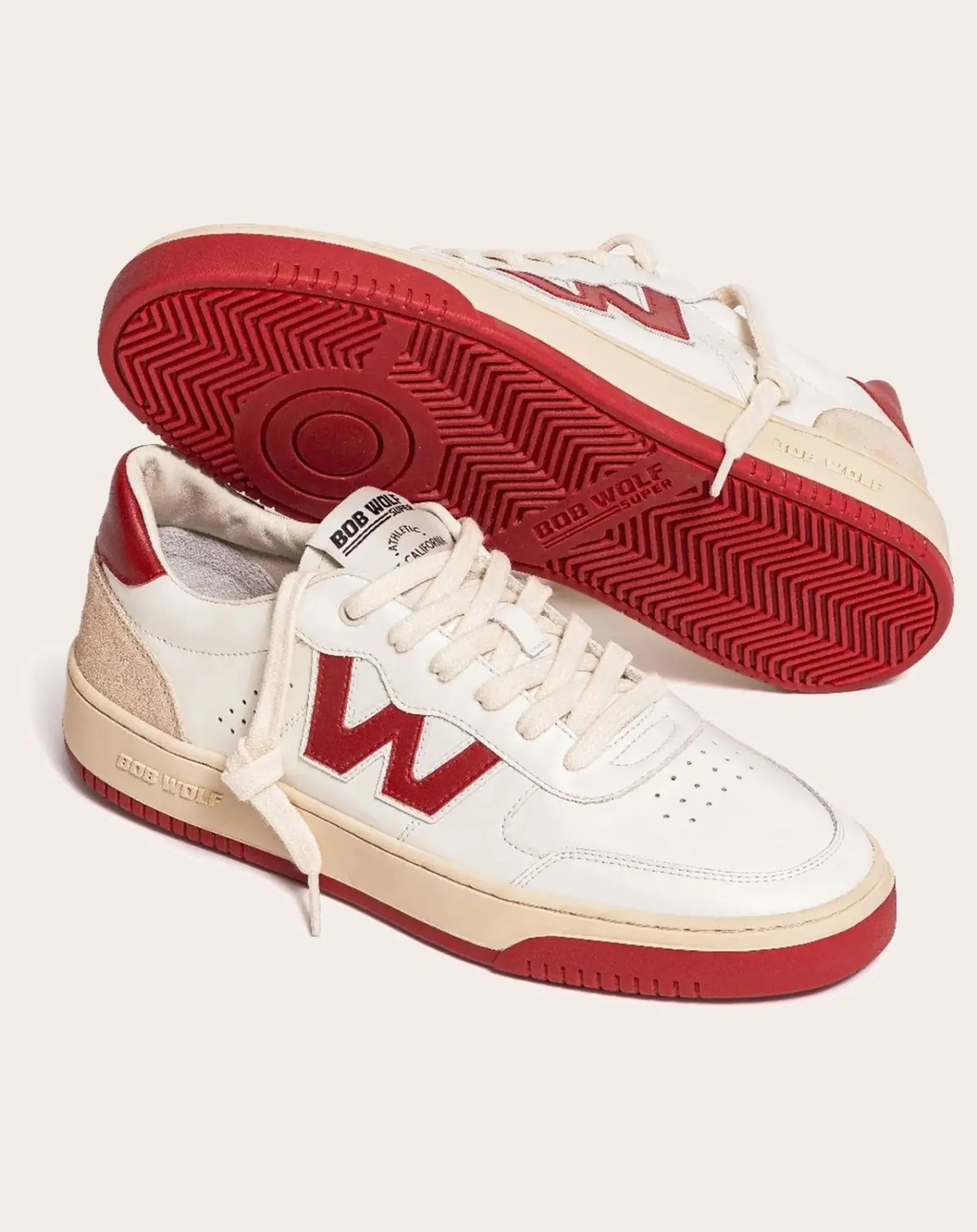Bob Wolf Baskets-Legacy Leather and Suede Sneakers Rouge
