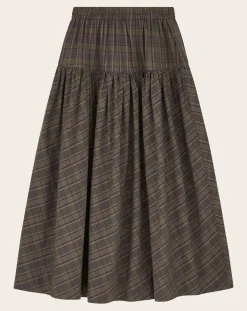 Skall Studio Robes, Jupes-Lili Carreaux organic cotton skirt Vert foncé