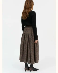 Skall Studio Robes, Jupes-Lili Carreaux organic cotton skirt Vert foncé