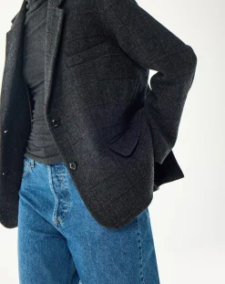 BELLEPIECE Vestes, Manteaux-London Carreaux Virgin Wool Jacket Gris anthracite