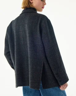 BELLEPIECE Vestes, Manteaux-London Carreaux Virgin Wool Jacket Gris anthracite