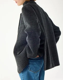 BELLEPIECE Vestes, Manteaux-London Carreaux Virgin Wool Jacket Gris anthracite