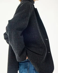 BELLEPIECE Vestes, Manteaux-London Carreaux Virgin Wool Jacket Gris anthracite