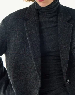 BELLEPIECE Vestes, Manteaux-London Carreaux Virgin Wool Jacket Gris anthracite