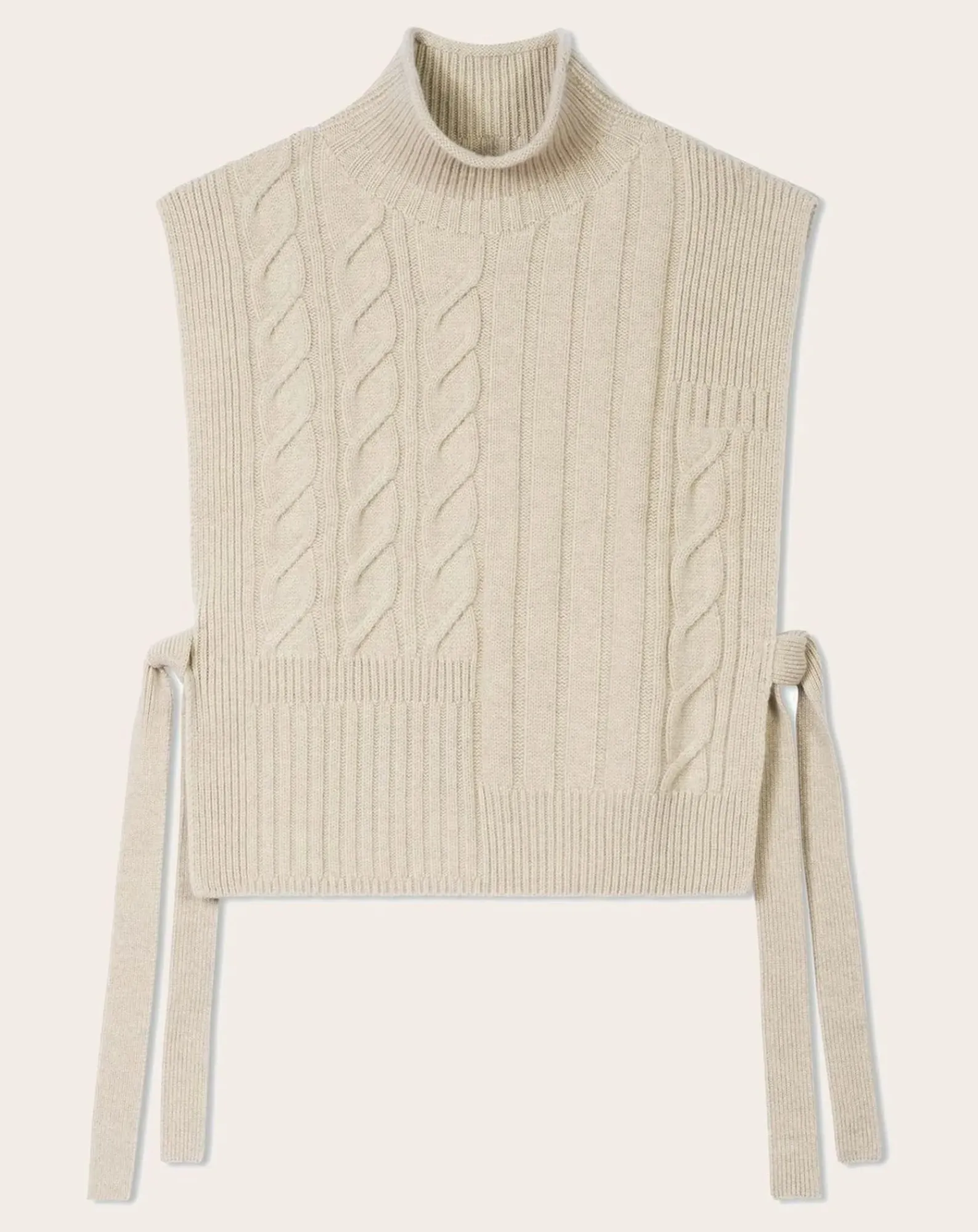Bompard Pulls, Gilets-Long Belted Plastron Twists and Ribs Cashmere Avoine